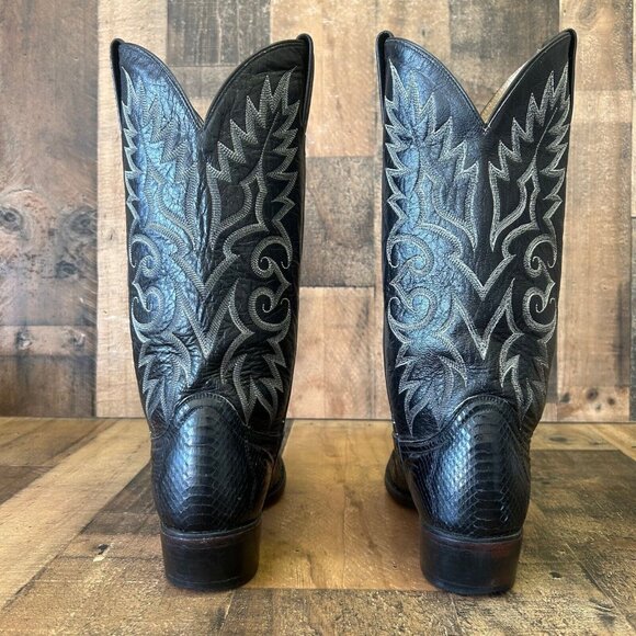 Dan Post Snakeskin Classic Black Western Cowboy Boots Mens 9 D - Picture 8 of 12